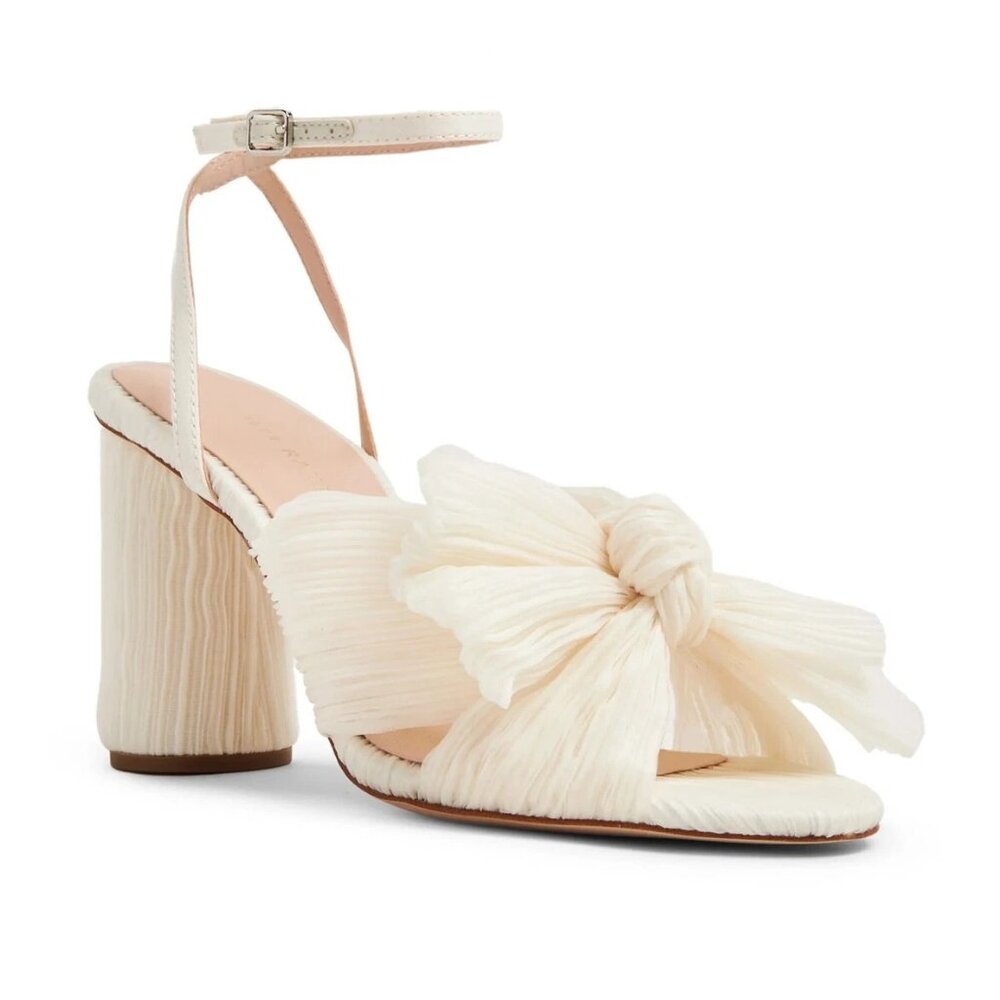 $380 Loeffler Randall Camellia BOW Knotted Sandal BLOCK PEARL IVORY 8 (TE4)